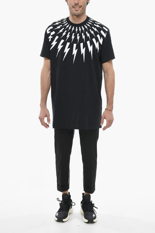 Athletic Fit FAIRISLE BOLT Crew-Neck T-shirt with Contrasting Print
