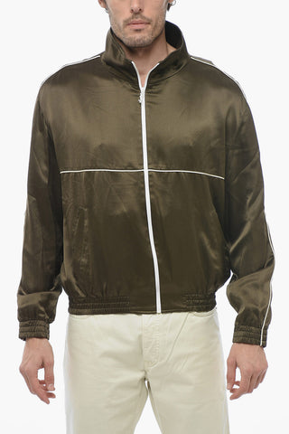 Silk Sweatshirt with Logoed Zip Closure