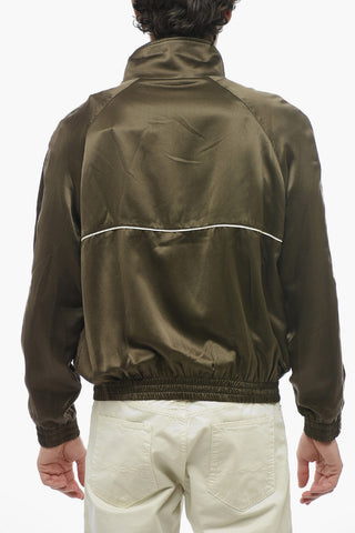 Silk Sweatshirt with Logoed Zip Closure