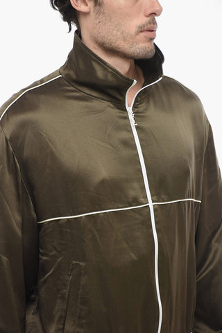 Silk Sweatshirt with Logoed Zip Closure