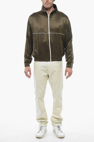 Silk Sweatshirt with Logoed Zip Closure