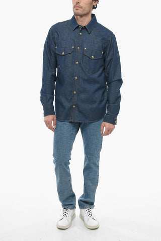 JEANS COUTURE Denim Shirt with Logoed Detailing
