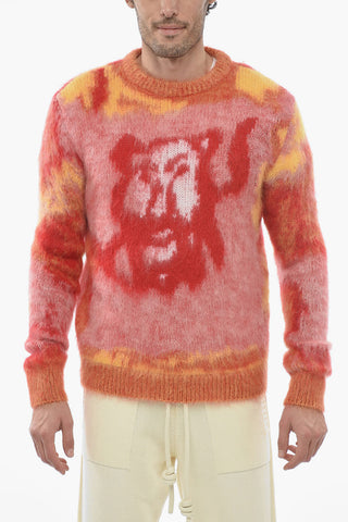 PETER DOIG Alpaca Blend LION Sweater with Multicolored Pattern