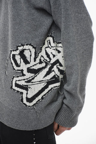 SEASONAL Crew Neck GRAFFITI CHUNKY Wool Sweater