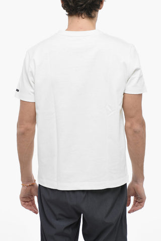 Crew Neck Cotton T-Shirt with Embroidered Logo