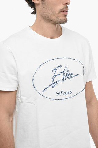 Crew Neck Cotton T-Shirt with Embroidered Logo