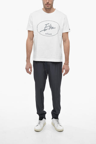 Crew Neck Cotton T-Shirt with Embroidered Logo