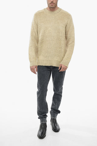 Crew Neck Linen UNISEX Pullover with Distressed Effect