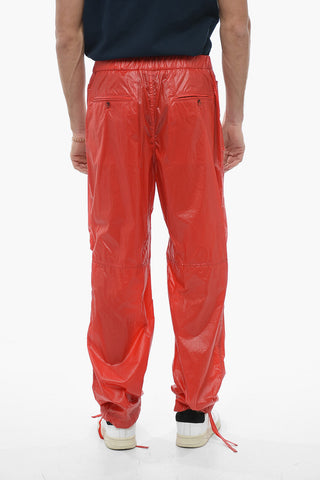 Nylon Cargo Pants with Drawstringed Bottom