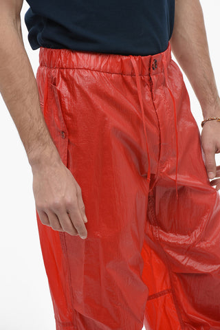 Nylon Cargo Pants with Drawstringed Bottom