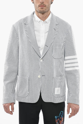 Wool Unlined Blazer with Striped Pattern