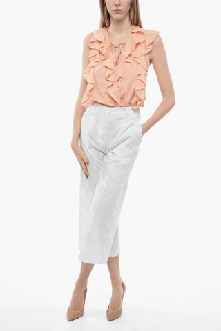 Pantaloni Palazzo Cropped Fit in Cotone