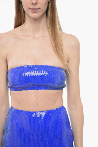 Sequinned Strapless Top BANDEAU with Back Zip
