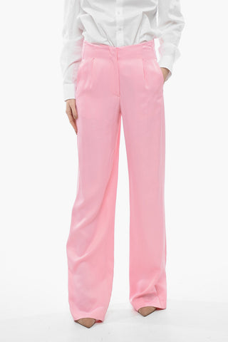 Single-pleated Satin Palazzo Pants