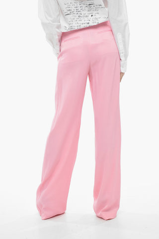 Single-pleated Satin Palazzo Pants