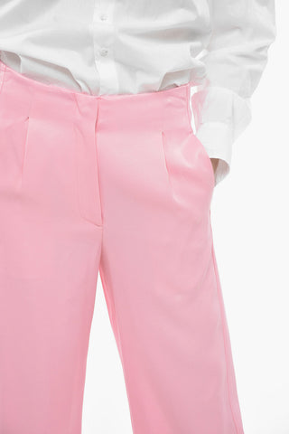 Single-pleated Satin Palazzo Pants
