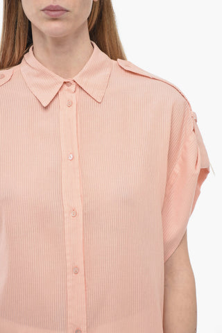 Camicia in Cotone Jacquard con Maniche a Pipistrello