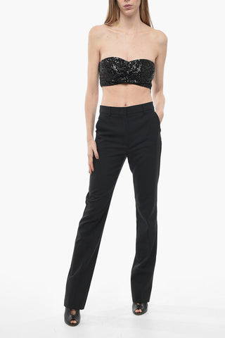 Pleated SIMONE Pants wth Slit at the Hem
