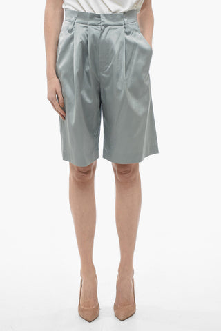 Viscose-blend Shorts with Front Pleated Detail