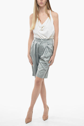 Viscose-blend Shorts with Front Pleated Detail