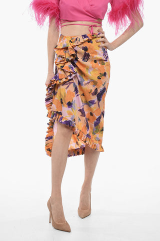 Floral Patterned Skirt with Ruffled Detail