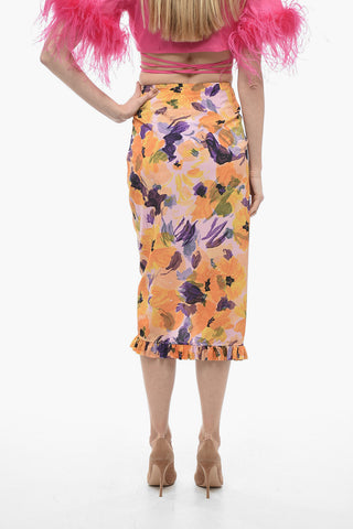 Floral Patterned Skirt with Ruffled Detail