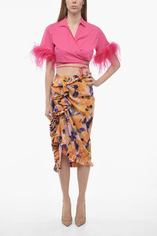 Floral Patterned Skirt with Ruffled Detail