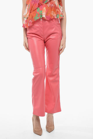 Pantaloni 5 Tasche Straight Fit in Eco-pelle