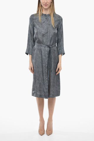 Silk CAMMEO Dress with Denim Effect