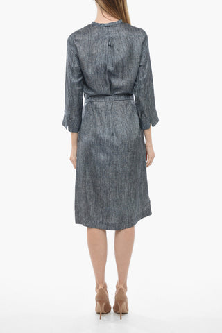 Silk CAMMEO Dress with Denim Effect