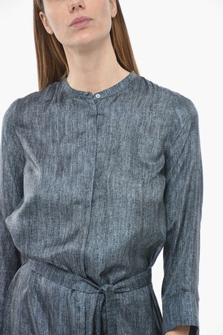 Silk CAMMEO Dress with Denim Effect