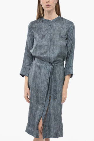 Silk CAMMEO Dress with Denim Effect