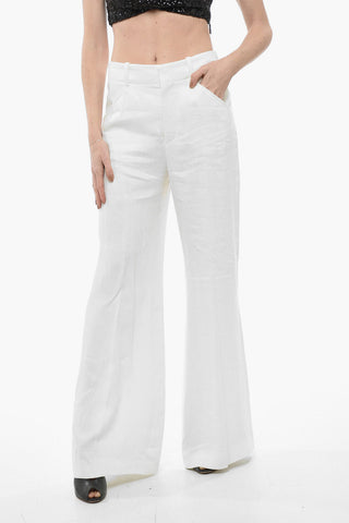 Linen Wide-leg Pants with Front Pleats