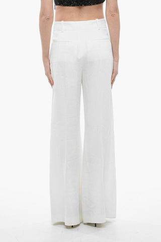 Linen Wide-leg Pants with Front Pleats