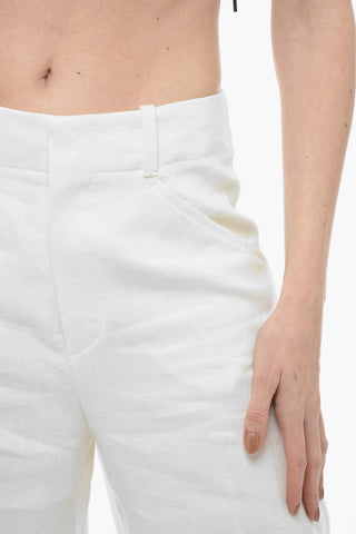 Linen Wide-leg Pants with Front Pleats