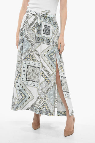 Flared Cotton Skirt with Split