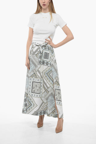 Flared Cotton Skirt with Split