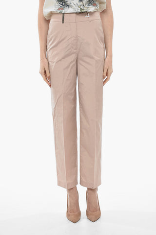 Cotton Blend Chinos Pants with Hidden Closure