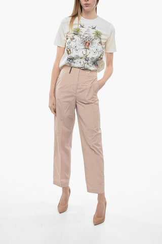 Cotton Blend Chinos Pants with Hidden Closure