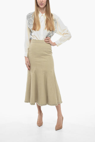 ACCIAIO Flared Skirt with Raw Hem