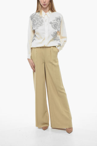 Wide Leg GARA Pants with Pleated Detail