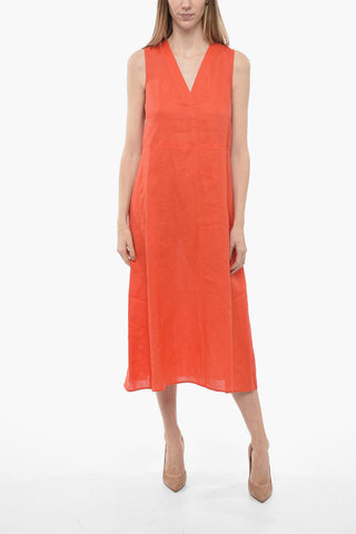 LEISURE Linen SOFOCLE Dress with V-neckline