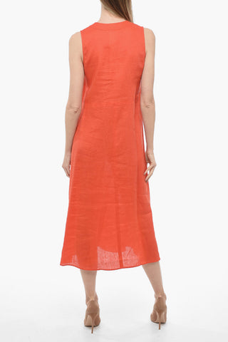 LEISURE Linen SOFOCLE Dress with V-neckline