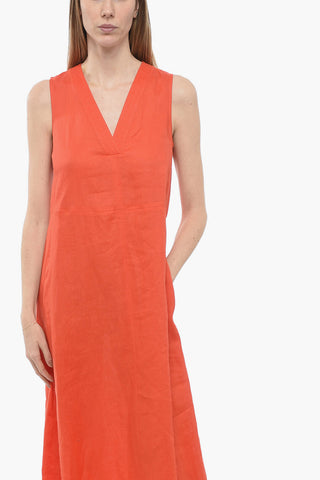 LEISURE Linen SOFOCLE Dress with V-neckline