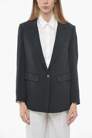 Notch Lapel 1 Button Blazer with Flap Pockets