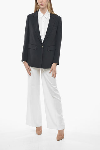 Notch Lapel 1 Button Blazer with Flap Pockets