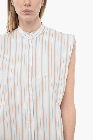 Camicia a Righe Balanced con Collo Coreano