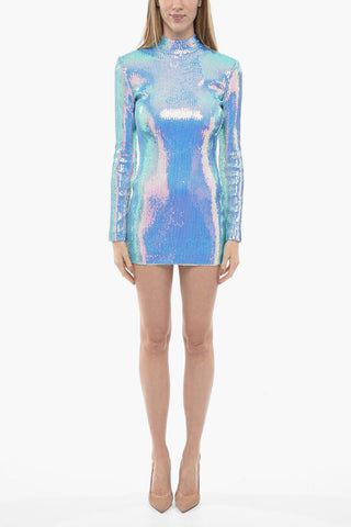 Sequined CIRCLE Sheath Dress with Cut-out Detail