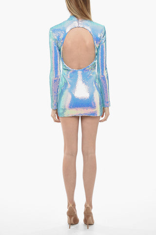 Sequined CIRCLE Sheath Dress with Cut-out Detail