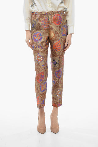 Pantaloni in Seta con Fantasia Floreale